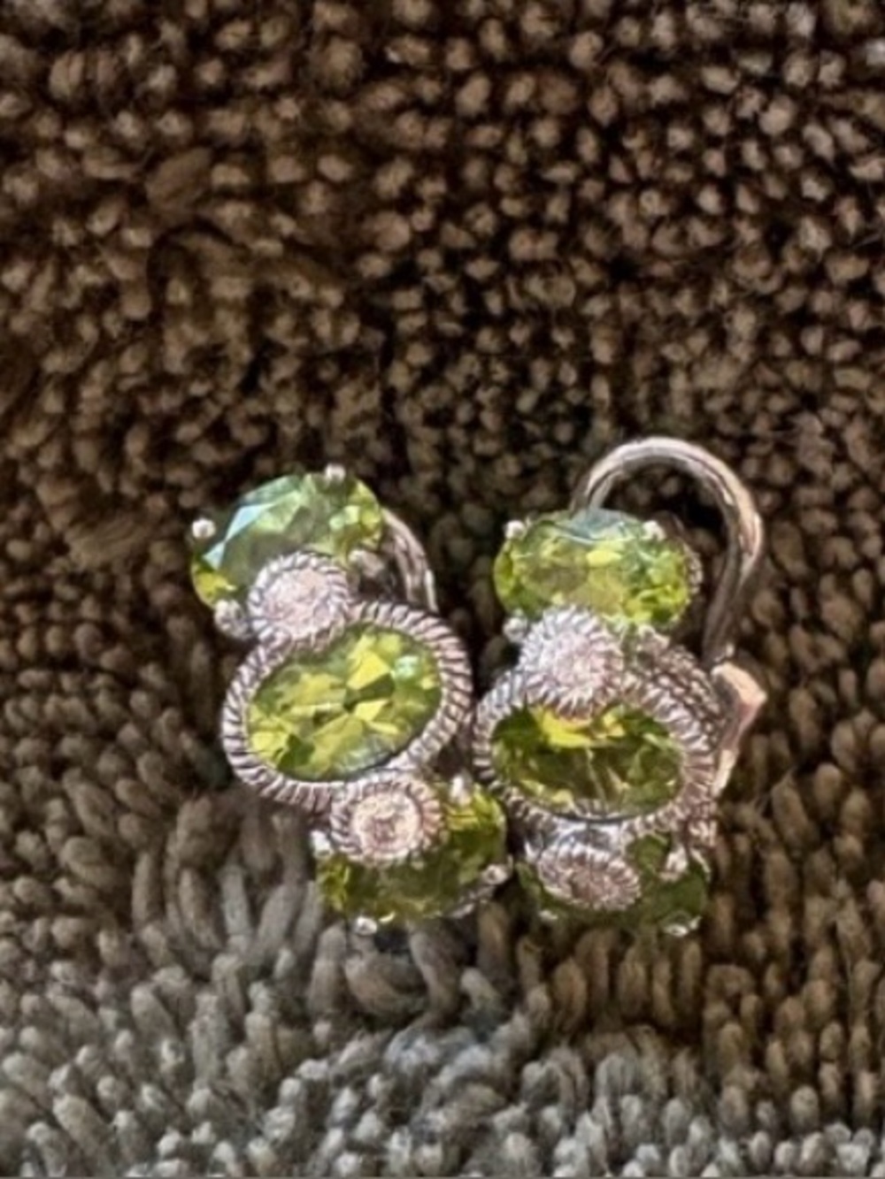 Judith Ripka Sterling silver peridot earrings.